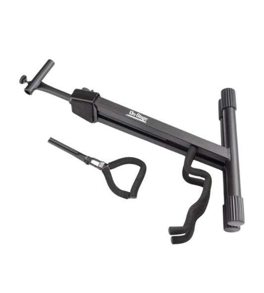 Black metal tool with adjustable components on a white background