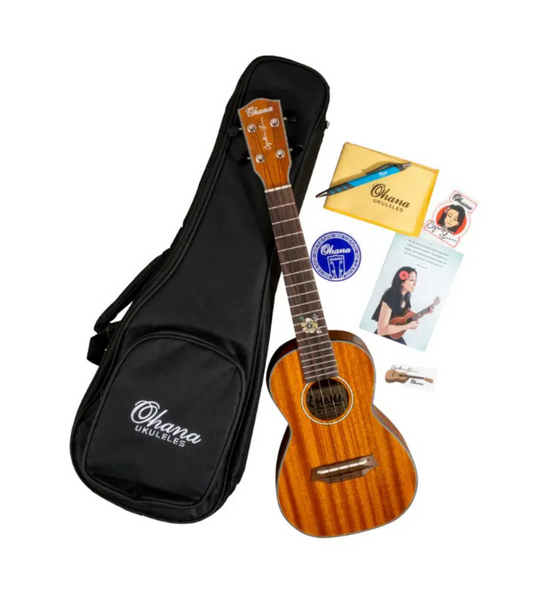 Ohana CK14-CLE Mahogany Electric Concert Ukulele w/Case - Cynthia Lin Signature Series