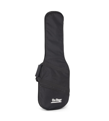 Black guitar case with 'On-Stage' branding on a white background