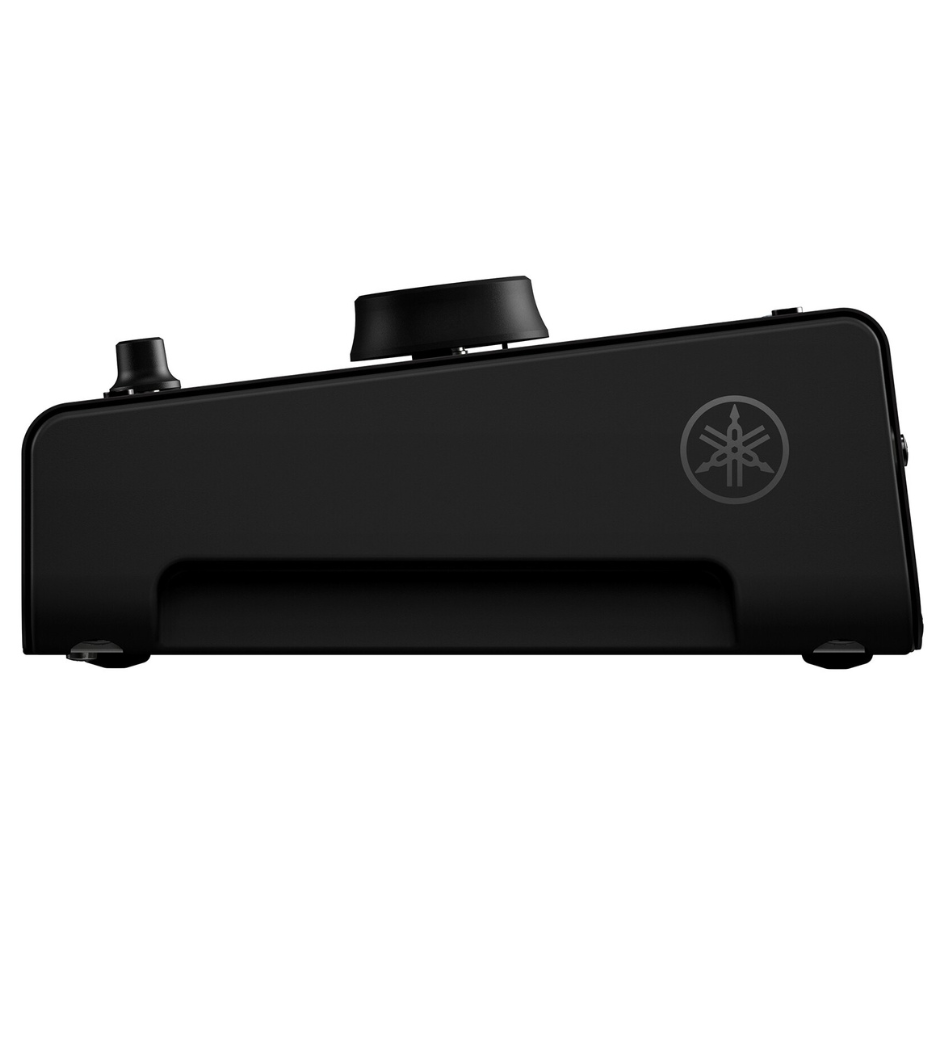 Black electronic device with Yamaha logo on a white background