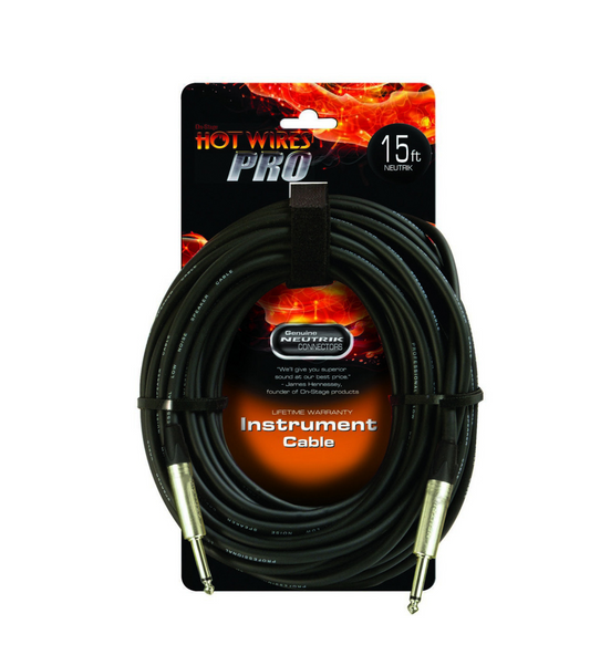 On-Stage IC-15NN Instrument Cable with Neutrik Connectors (QTR-QTR, 15')